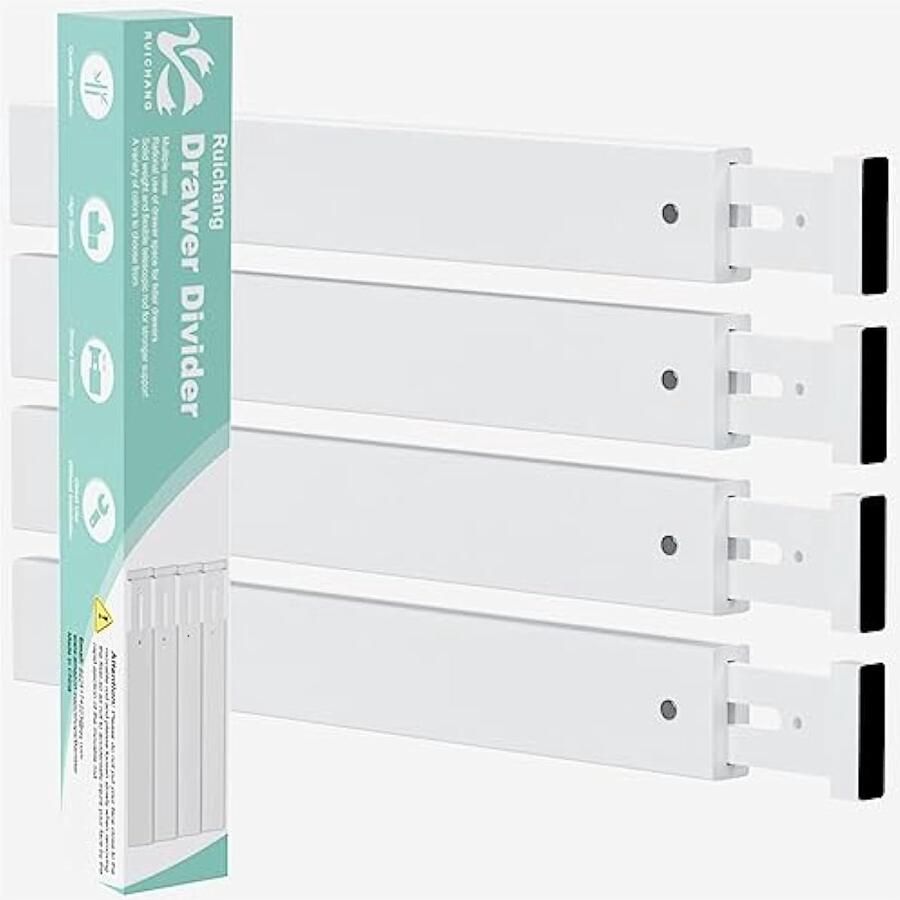 4 stuks bamboe keukenladen organizer verstelbare slaapkamersokken en ondergoed opbergorganizers uitbreidbare antislip grote ladeverdelers opbergafscheiders voor kast kantoor dressoir (wit 47-55 cm)