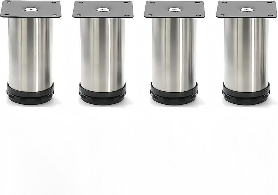 4 Stuks Bankpoten Rond Meubelpoot Tafelpoot Meubelpootjes Verstelbaar Meubeltafelpoten Steunpoot Kastpoten Metalen meubelpoten Zilver