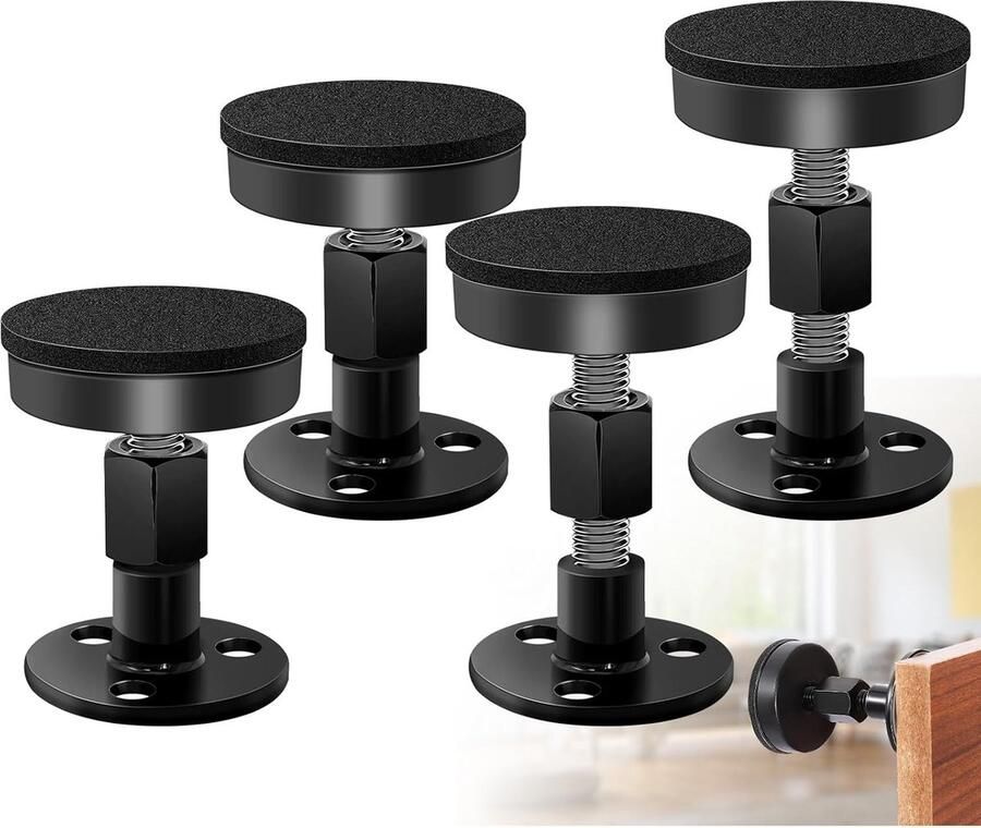 4 stuks bedframes anti-shake-gereedschap verstelbaar hoofdeinde stopper verstelbaar bedframe met schroefdraad bedstabilisator ondersteuning voor bedden kasten en banken 30-68 mm (zwart)