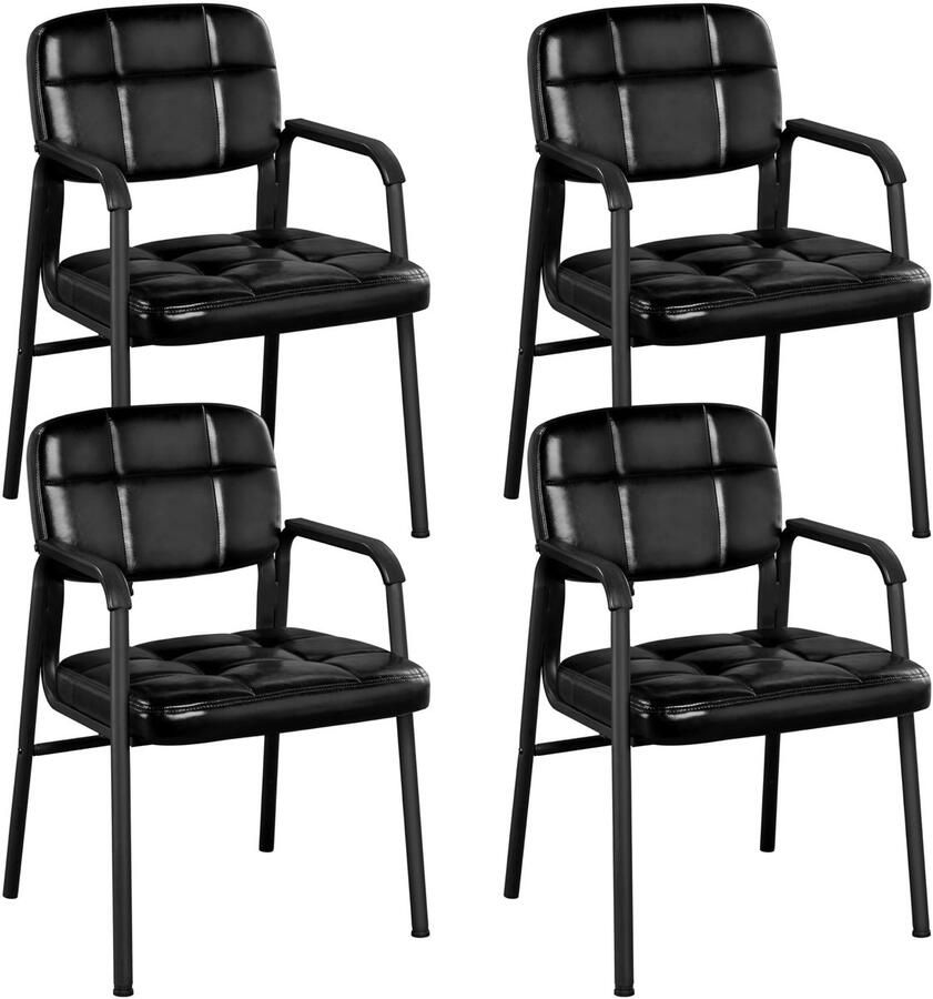 4 stuks bezoekersstoel conferentiestoel met armleuningen gestoffeerde wachtkamerstoel eetkamerstoelen met hoogwaardige bekleding en kunstleren bekleding voor kantoor vergaderruimte