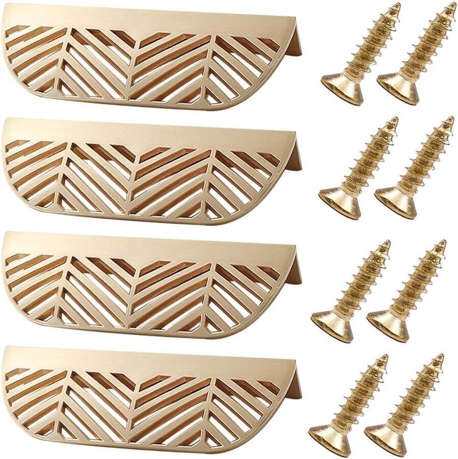 4 stuks bladvormige kastgrepen inclusief schroeven keukenkastgrepen verborgen kastgrepen bladvorm zinklegering voor kasten meubels keuken