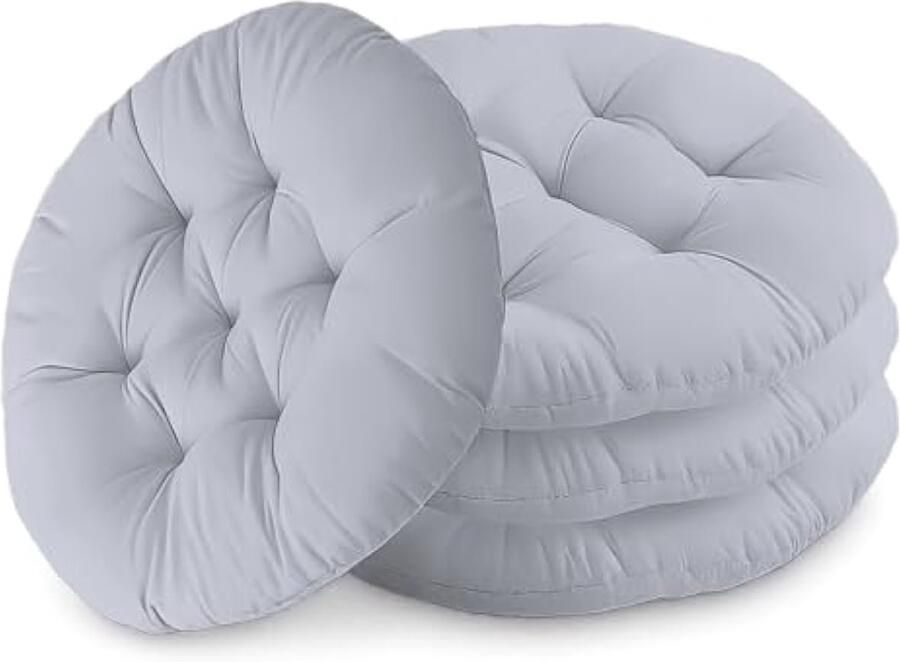 4 (stuks) comfortabele stoelkussens 40 x 40 cm set zitkussen tuinstoel voor binnen en buiten bureaustoel balkonstoel voor eetkamer woonkamer studeerkamer lichtgrijs