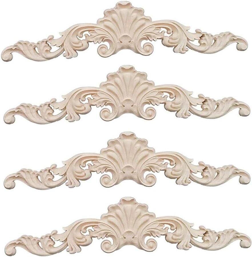 4 stuks decoratief houtsnijwerk voor meubels en kasten Houten applicaties voor kasten en ramen