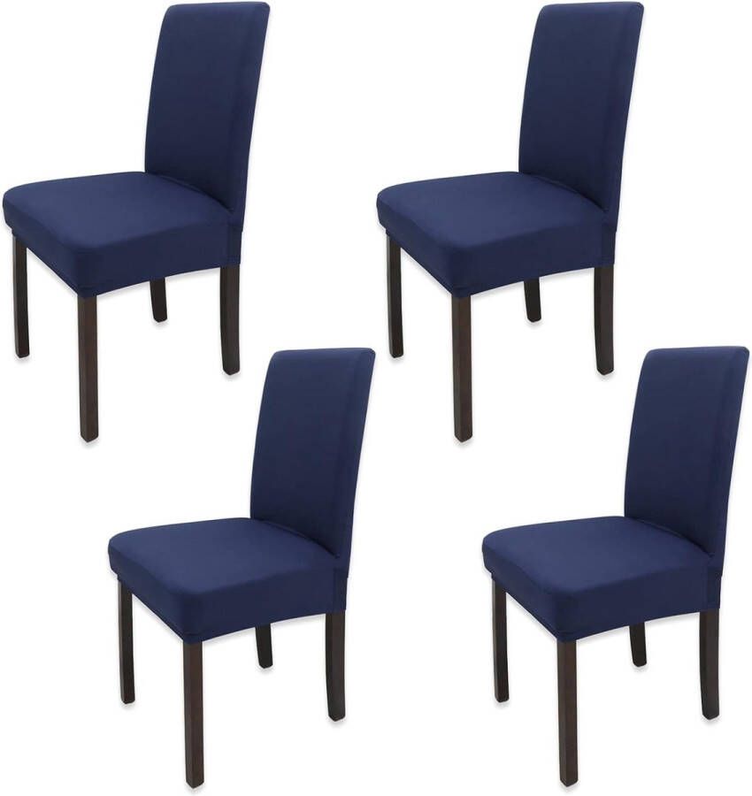 4 stuks eetkamerstoelhoezen afneembaar wasbaar elastische moderne stoelhoezen rekbare stoelhoezen voor bruiloft feesten banket huis eetkamer hotel restaurant marineblauw