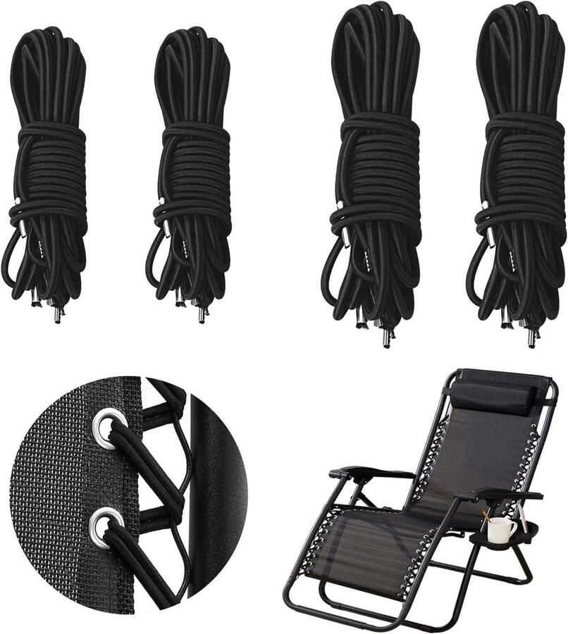 4 Stuks Elastische Vervangingskoord voor Zero Gravity Stoel Reparatie Tool Kit voor Tuinstoelen en Ligstoelen