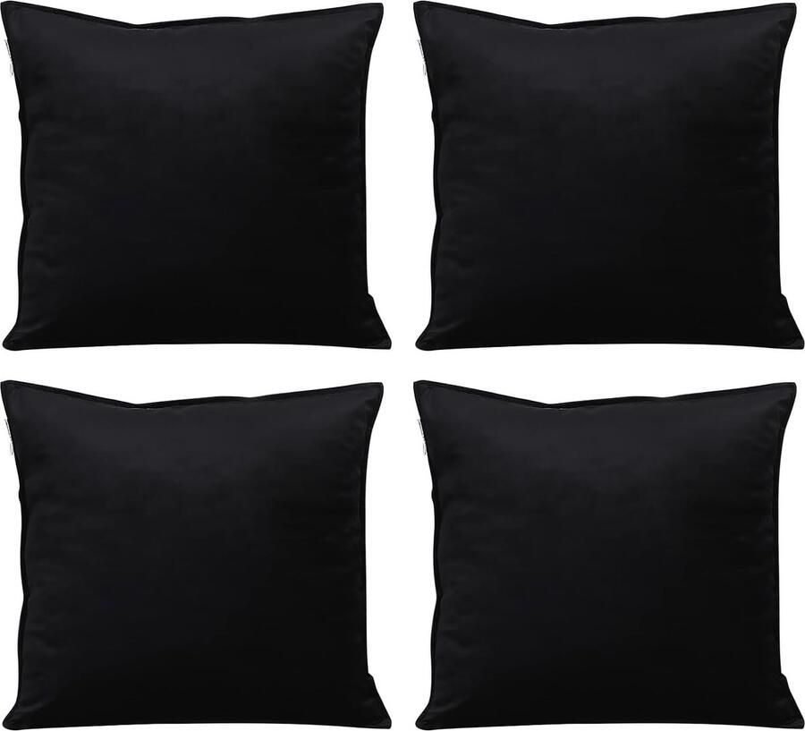 4 stuks fluwelen kussenhoezen 40 cm x 40 cm vierkante luxe kussenhoezen voor bank slaapkamer met onzichtbare ritssluiting 40 x 16 inch sets van 4 zwart
