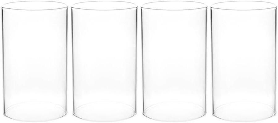 4 stuks glazen kaarsmouwen voor decoratie van eettafel cilindervormige vazen schoorsteen deksels potkappen van hoog borosilicaatglas