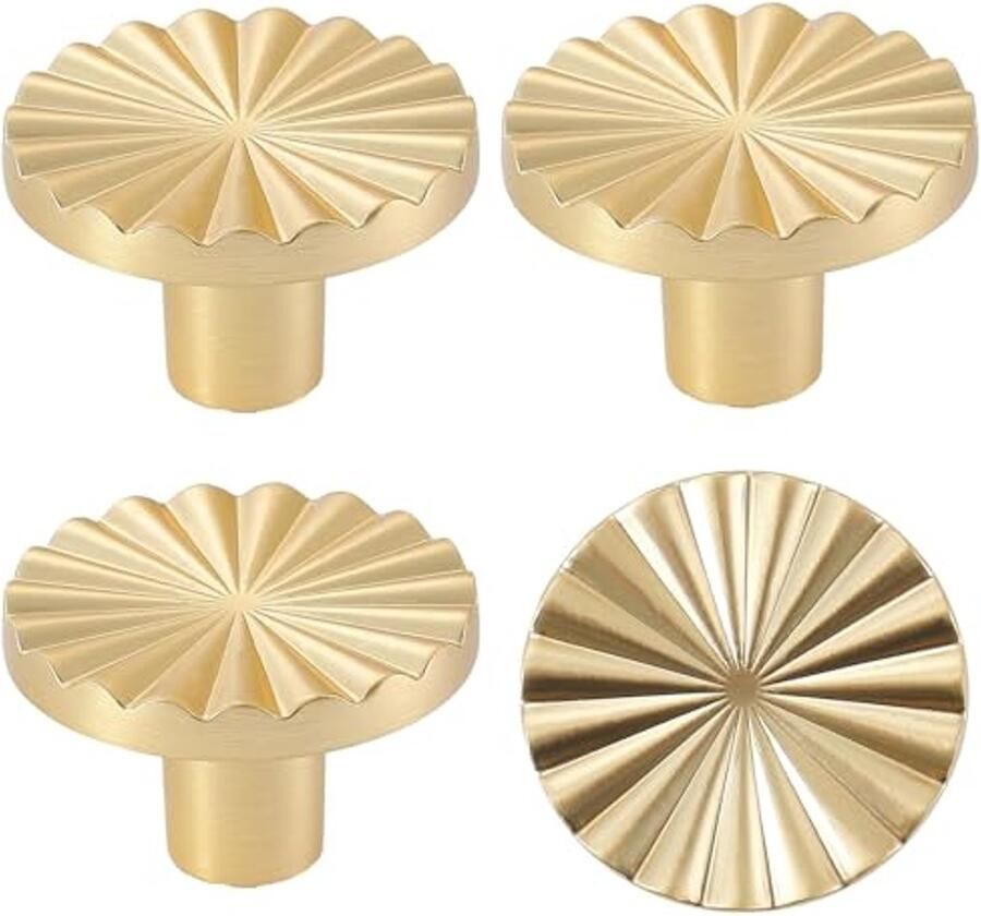 4 Stuks Gouden Deurknoppen Ronde Kastknoppen en Meubelgrepen
