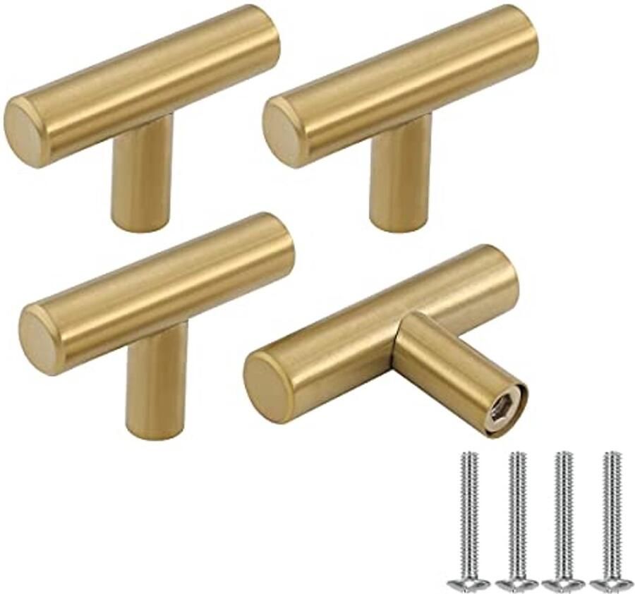 4 Stuks Gouden Handvatten voor Keukenkasten en Ladehandgrepen van RVS