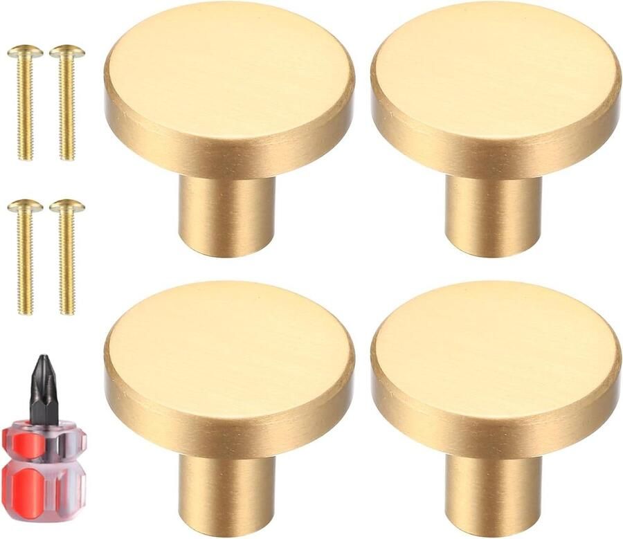 Vintage gouden keukenkastknoppen Set van 4 stuks 25x20mm Metalen meubelknoppen. Optimaliseer je keuken met deze stijlvolle kastgrepen