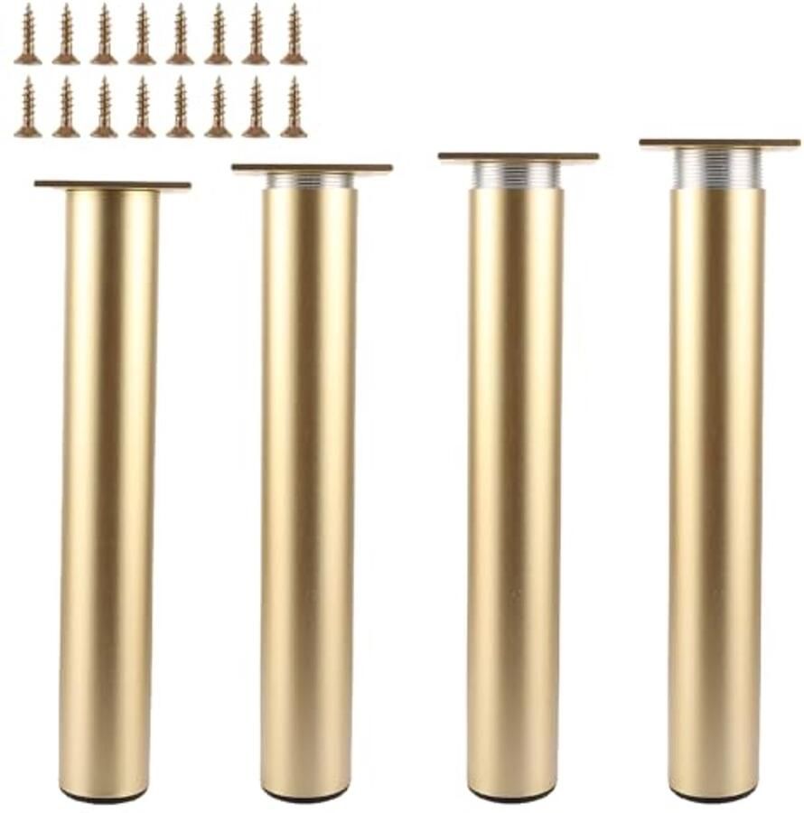 4 Stuks Gouden Meubelpoten Verstelbare 25 cm Metalen Tafelpoot voor Meubels