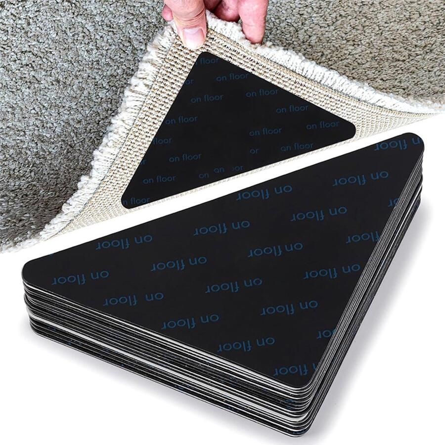 4 Stuks grippers voor tapijten op hardhouten vloeren en tegels: dubbelzijdige herbruikbare tapijttape. Antisliptape houdt vloerkleden op hun plaats antislipmatten voorkomen verschuiven omkrullen en opbollen
