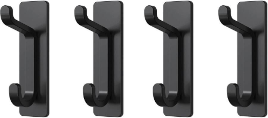 4 stuks Haak Haken Muurhaak Kapstok haakjes Handdoekhaak Geschikt voor Keuken Badkamer 85*30*35mm Roestvrij Staal Ophanghaak Haken Kapstokhaak zwart Zelfklevend