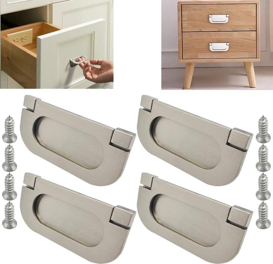 4 Stuks Handgreep-Keukengreep Handgrepen kast Handgrepen voor deurtjes Meubelbeslag greepjes Industriële Keukengreep Zilver