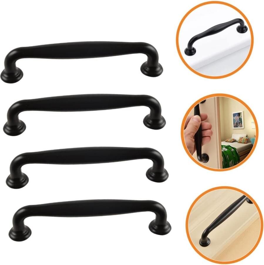 4 stuks Handgreep Vierkant Keukengreep Garderobegreep Meubelgreep Kastgreep Aluminium legering Gatafstand 128 mm Zwart