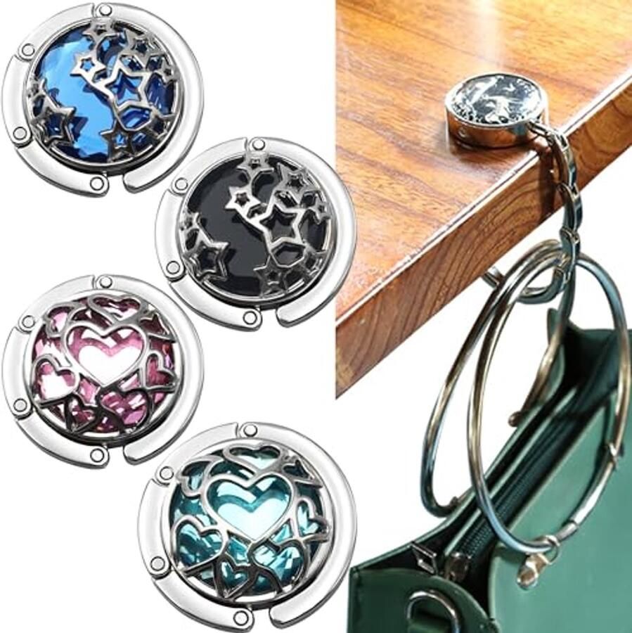 4 Stuks Handtas Tafelhanger Draagbare Portemonneehaak Handtassenhouder voor Tafel en Bureau in Kantoor Restaurant en Koffiebar