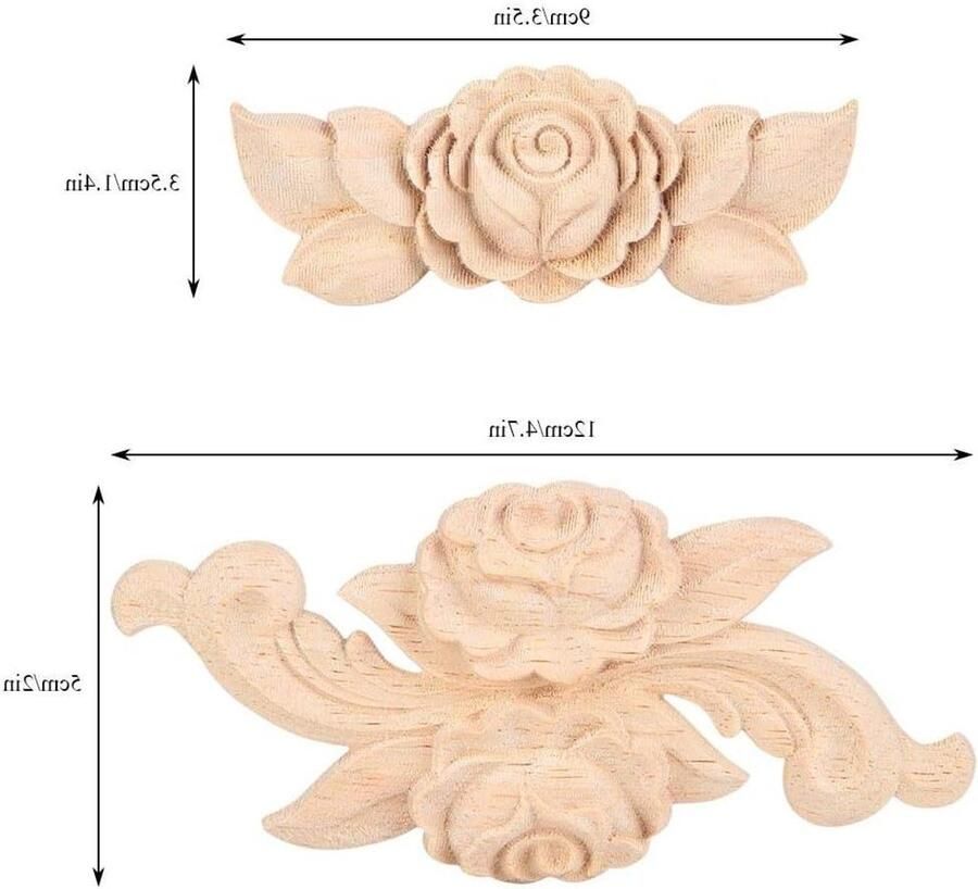 4 stuks houten bloemen gesneden hoeken onlay applicatie vintage stijl meubels DIY Home deur wandkast frame