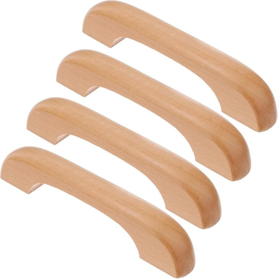 4-stuks houten handgrepen -Natuurlijke deurgrepen -Knopgrepen -Geschikt voor keuken ladekast kledingkast kast handgrepen -Geschikt voor meubels hand greep decoratie -Gatafstand 96 mm -Houtkleur