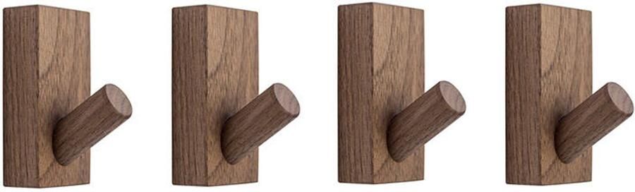 4 stuks houten kapstokhaken van natuurlijk hout Wandhaken Houten wandhaken Geschikt voor het ophangen van badjassen handdoeken tassen hoeden en riemen Houtkleur