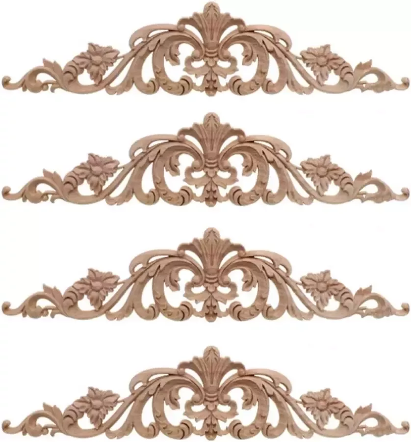 4 Stuks Houtsnijwerk Sticker 30 * 6 cm Hout Gesneden Lange Applique Hout Gesneden Meubels Appliques Hoek Onlay Applique Meubels Huisdeur Decor DIY