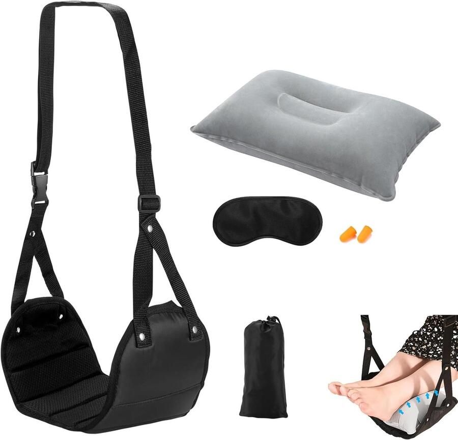 4 stuks in hoogte verstelbare voetsteun voor vliegtuig draagbare reisvoetsteun hoofdhangmat vlucht handbagage reisaccessoires voetsteunen