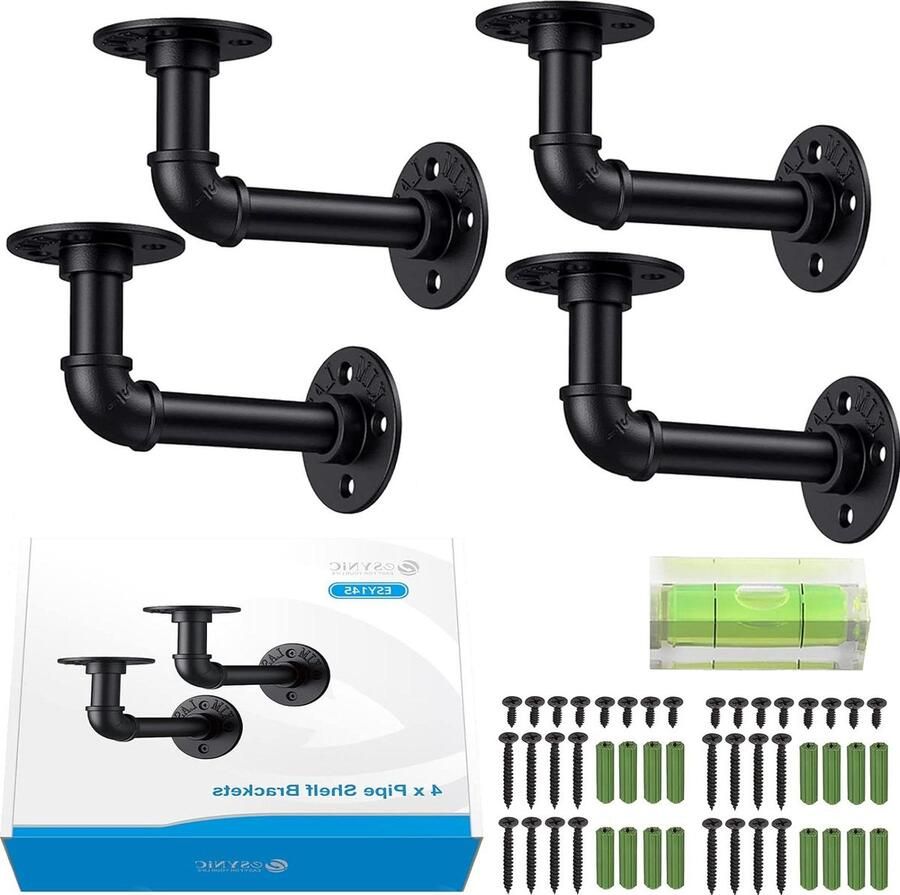 4 stuks industriële plankdragers zwevende plank beugels buisrek voor steigerplanken inclusief mini-bubbelwaterpas