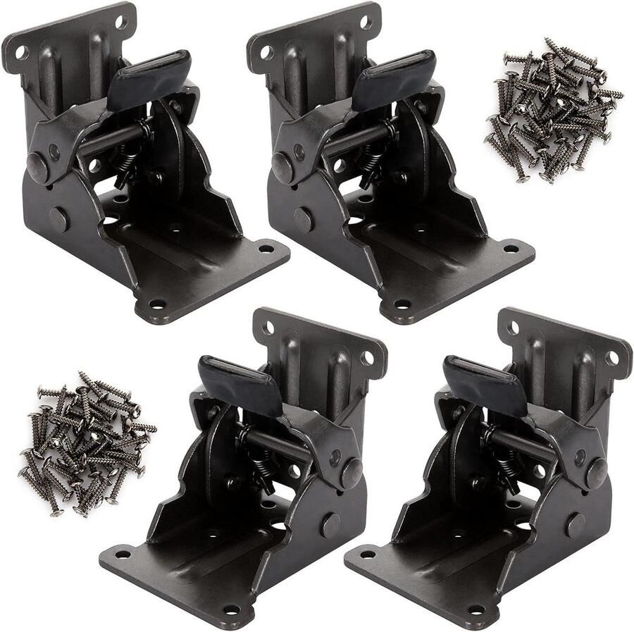 4 stuks inklapbare scharnieren voor tafelpoten metalen steunhouder met vergrendeling tafelpoot werkbank accessoires makkelijk inklapbaar & stevig bevestigingsschroeven inbegrepen