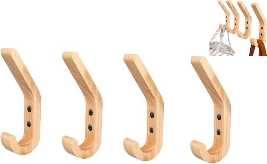 4 stuks-Kapstok -Kapstokken Wandmontage Wandkapstok – Haak- Haakjes – Wandhaak – Wandhaakje zwart – Haakje metaal