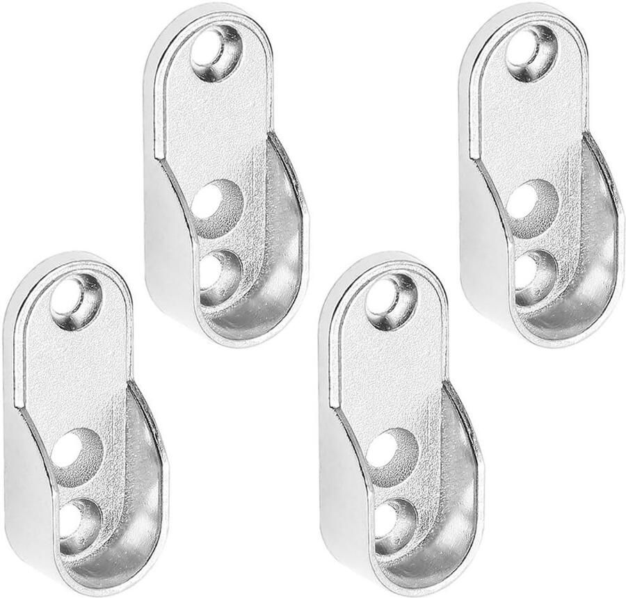 4 Stuks Kastbuishouders Ovale Metalen Houders voor Kledingstang Wandmontage met Bevestigingsmaterialen