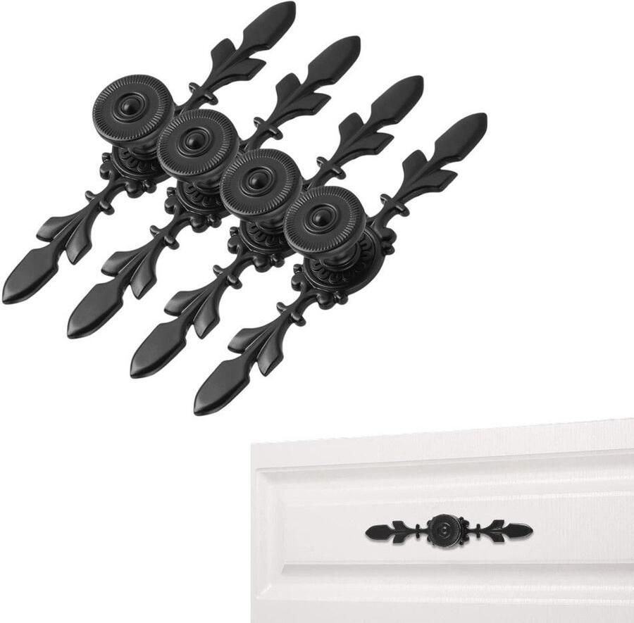 4 stuks Kastgrepen kaptafelgrepen geschikt voor meubels ladekasten kaptafels kasten kledingkasten met schroeven 12 cm (zwart)