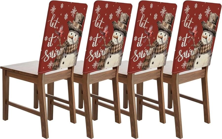 4 stuks kerststoelhoezen Kerstmis wasbaar stoelhoezen (B) Merk: Bseical