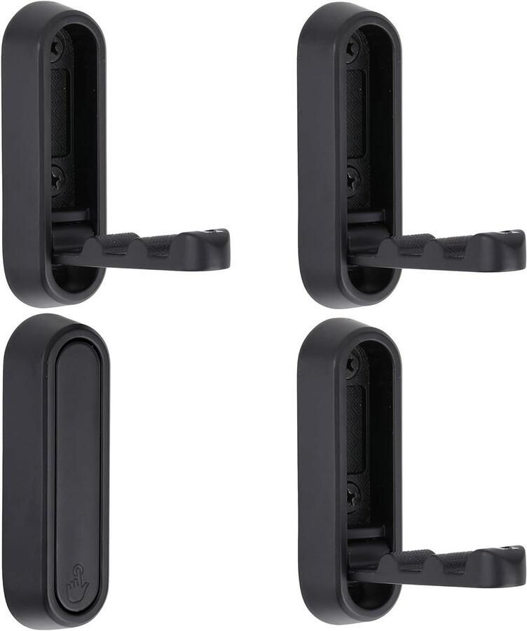4 stuks klaphaken wandhaken opvouwbare wandhouder 90 graden inklapbaar koptelefoonhouder keuken badkamer muur kantoor garderobe met schroeven zwart