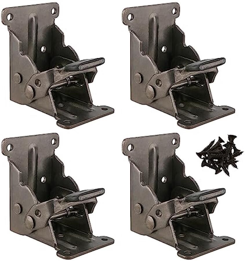 4 Stuks Klaptafelhouders met Scharnieren en Schroeven Zwart