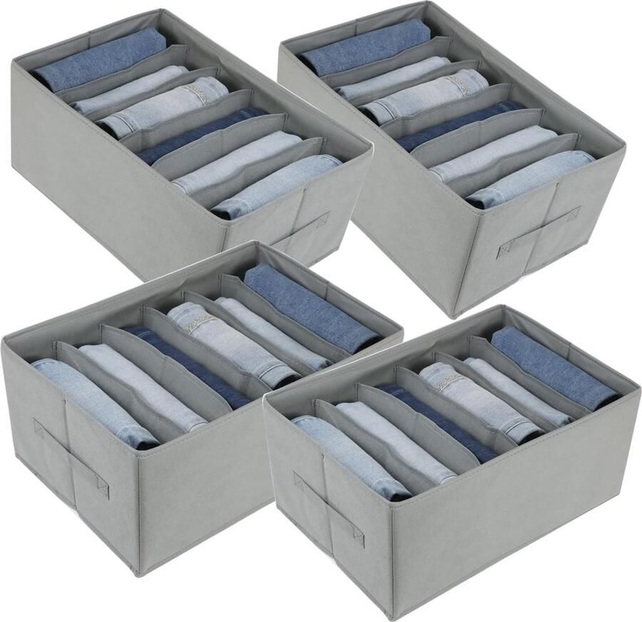 4 stuks kledingkast-opbergsysteem grote rasters opbergsysteem organizer kledingopslag voor kleding jeans broeken overhemden opvouwbare XL opbergdozen