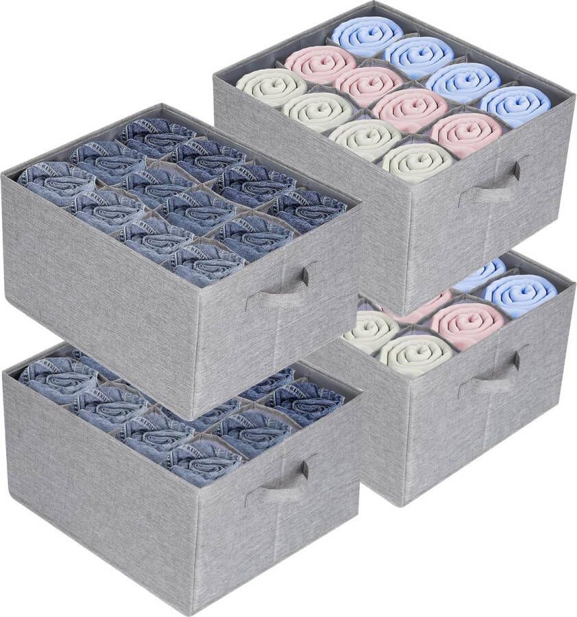4 stuks kledingkast-organizersysteem jeans-organizer-12 cellen lade-organizer kleding organisatiesysteem kledingkast voor jeans handdoek shirt trui