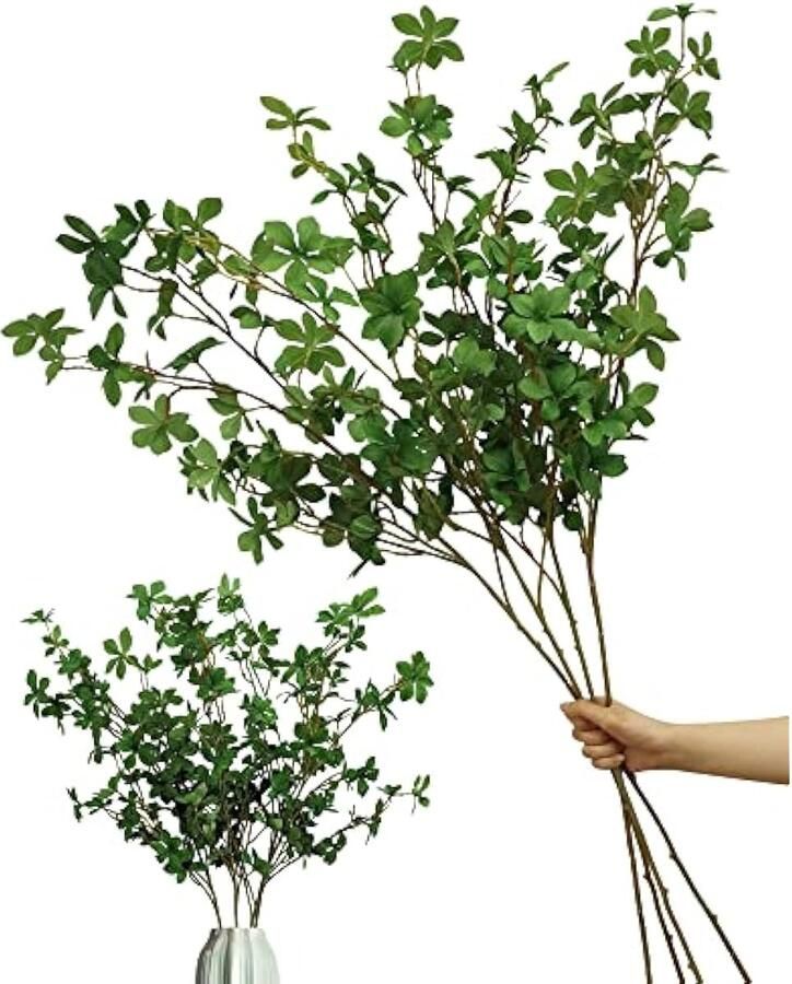 4 stuks kunstmatige groenstengels 110 cm lange stengels faux ficus takken eucalyptus bladeren nep plant spray takje varen voor thuis hoge vaas binnen buiten tafel middelpunt tuin feest