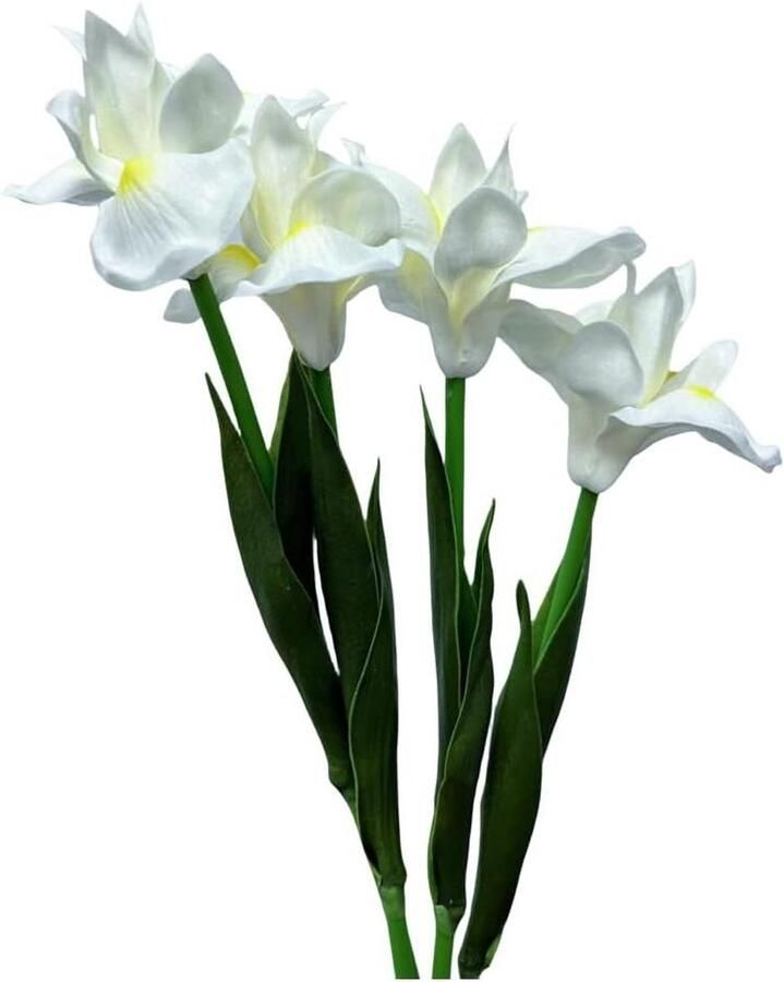 4 stuks kunstmatige iris bloem zijden bloem lange steel 18 inch PU nep bloem boeket voor arrangementen tafel middenstuk thuisfeest en bruiloft bloemen kunstmatig
