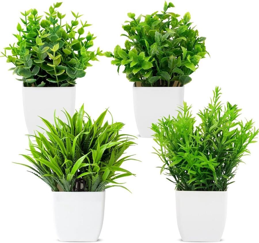 4 stuks kunstplanten kunstplant in pot plastic plant klein nepplanten potplant voor tafel badkamer kantoor en balkon decoratie kunstplanten met pot decoratieve planten kunstmatig