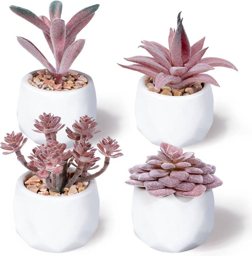 4 stuks kunstvetplanten potplanten kunstplanten in keramische pot kleine kunstplanten zoals echt binnen thuis tafel kantoor slaapkamer thuis badkamer decoratie kunstplant