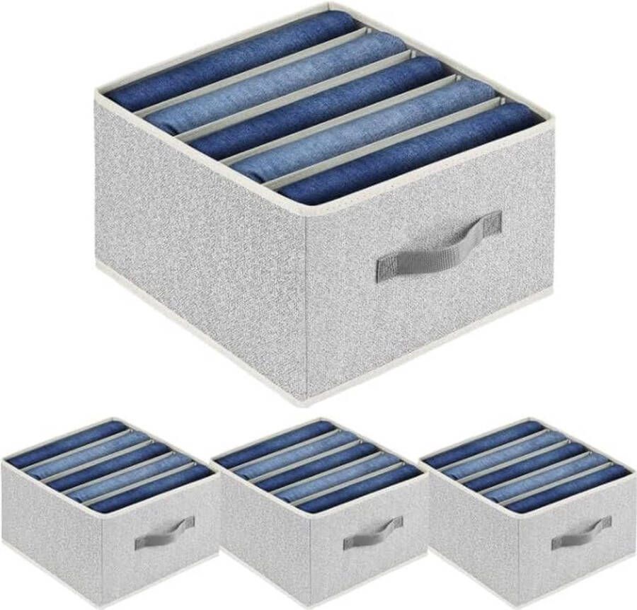 Homsorout Pack of 4 Drawer Organiser Jeans Cupboard Organiser Foldable Storage Box with Compartments for Storing Clothes Jeans Shirts Blankets Underwear
