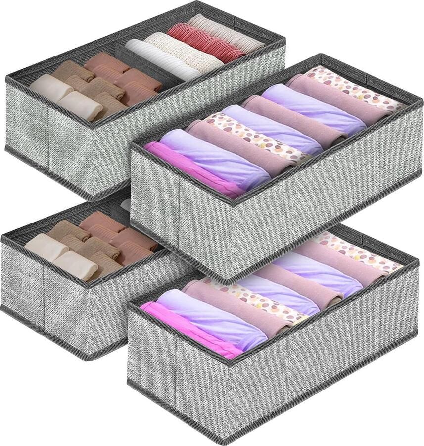 Luvetrex 4 stuks lades ondergoed organizer opvouwbare kledingkast organizer stof lade-opbergsysteem met basisplaten voor ondergoed sokken stropdassen babykleding sjaal handdoek
