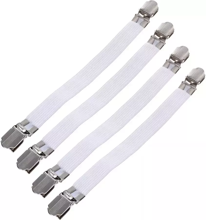 4 stuks Lakenklemmen Metalen gesp Bevestigingsband Lakenspanners Set Overtrek Spanners Dekbedspanners Lakenspanner Elastisch Zwart- Hoeslaken klemmen voor bed overtrek Spanner Banden Span Zwart