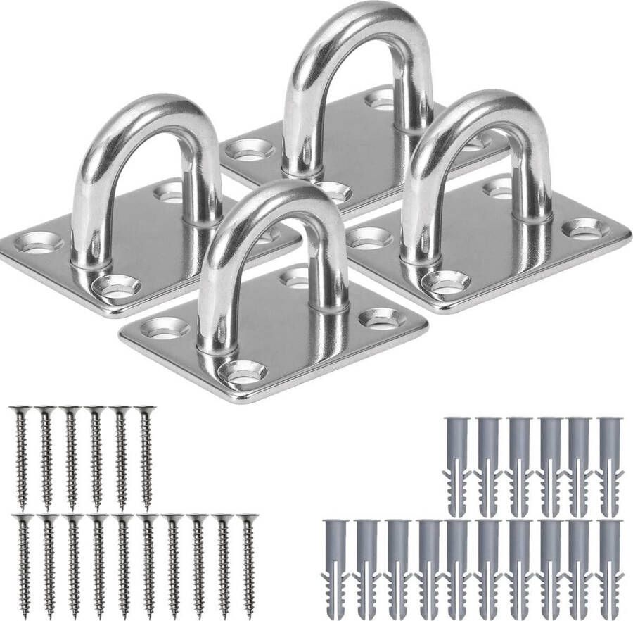 4 stuks M5 roestvrijstalen oogplaten met oogjes plafondhaken wandhaken plafondbevestiging roestvrijstalen dekplaat voor boot taketagère schommel hangmat 4 stuks