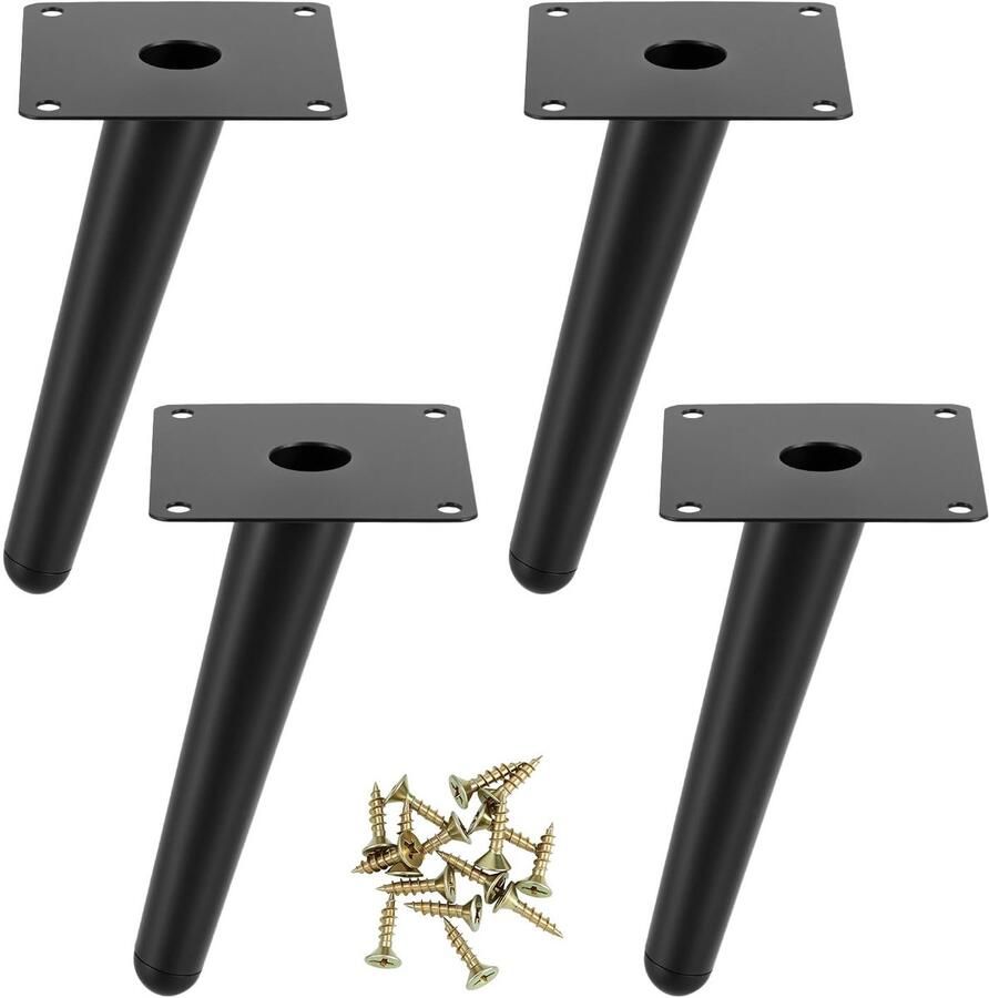 4 Stuks metalen tafelpoten 15 cm Schuin kegelvormige meubelpoten met antisliprubber voor salontafels nachtkastjes kasten stoelen