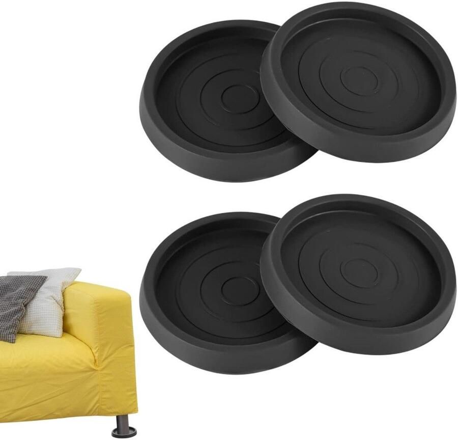 4 stuks meubelbeschermers antislip pads meubelpootbeschermers ronde meubelwielcups geschikt voor tapijten en houten vloeren 6cm (zwart)