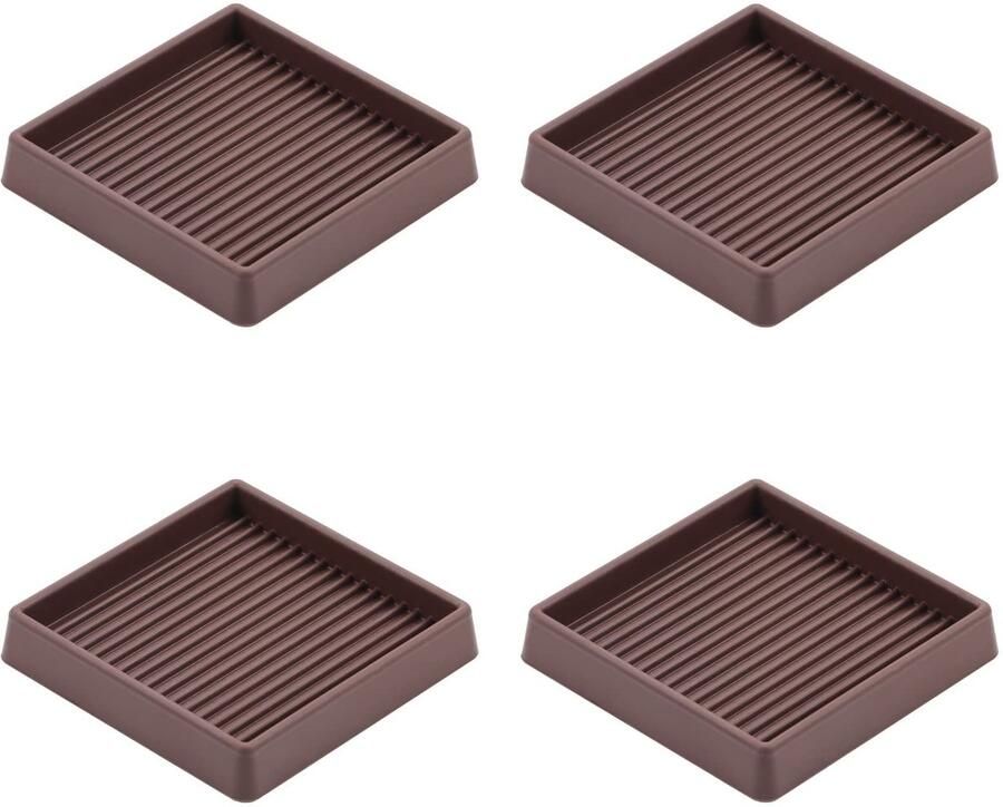 4 STUKS Meubelbeschermers Rubberen Meubelwieltjes Anti-Sliding Meubelbeschermers Bedstopper Vloerbeschermers 3x3 inch Vierkante Antislip Meubelbeschermers (Bruin)Vierkante tafel- en stoelpootkussens bankpootkussens antislip tafelpootkussens
