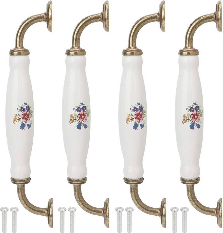 4 stuks meubelgrepen vintage kastgrepen gatafstand 160 mm keukengrepen deurgrepen keuken keramische greep met schroeven witte handgrepen