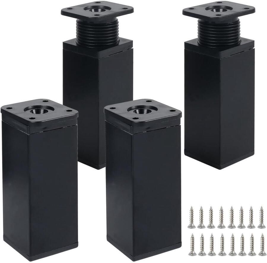 4 stuks Meubelpoten 10 cm Verstelbare meubelvoeten Verstelbare tafelpoten bank voeten bed voeten tafelpoten kastvoeten kastpoot tafelpoten van aluminiumlegering voor keukenbank banken salontafels meubels kast en bed zwart