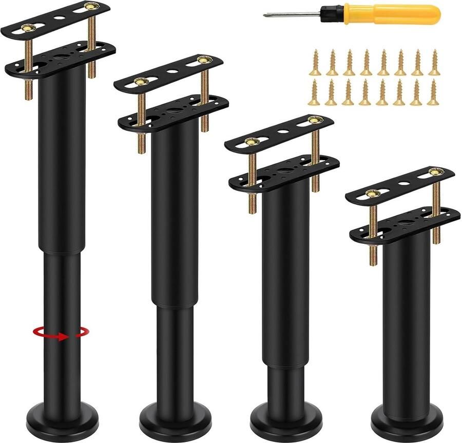 4 stuks meubelpoten zwart 18-30 cm in hoogte verstelbaar metalen meubelpoten bedpoten robuuste verstelbare poten voor meubels bed kast bureau bank stoel tafel