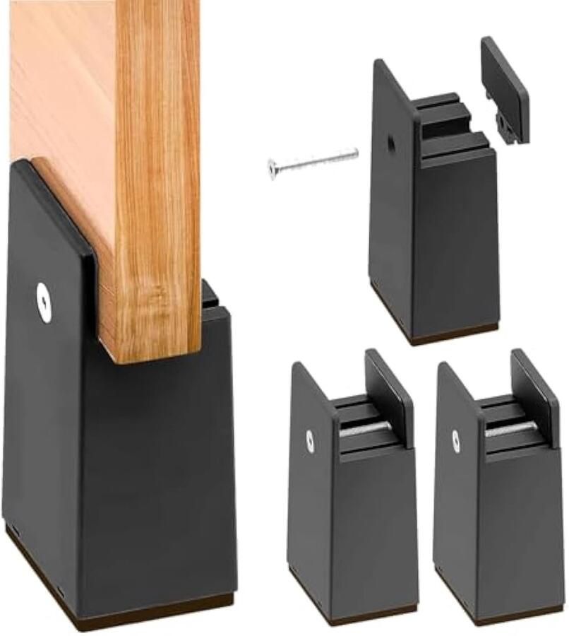 4 stuks meubelverhogingen 10 cm verbrede tafelverhoging voor 10-50 mm brede vierkante meubelverhogingen verstelbaar met schroefklem stoelverhoging
